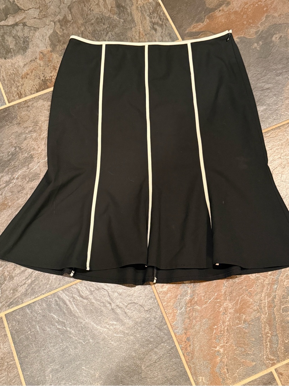 The Limited Black A-Line Skirt with Cream Piping